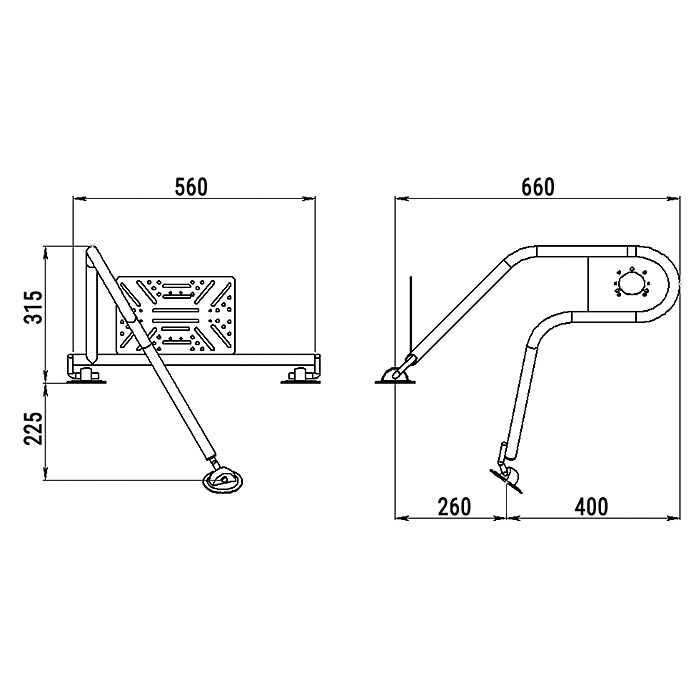 Стойка рулевая с креплением на баллон надувной лодки 25мм в Москве