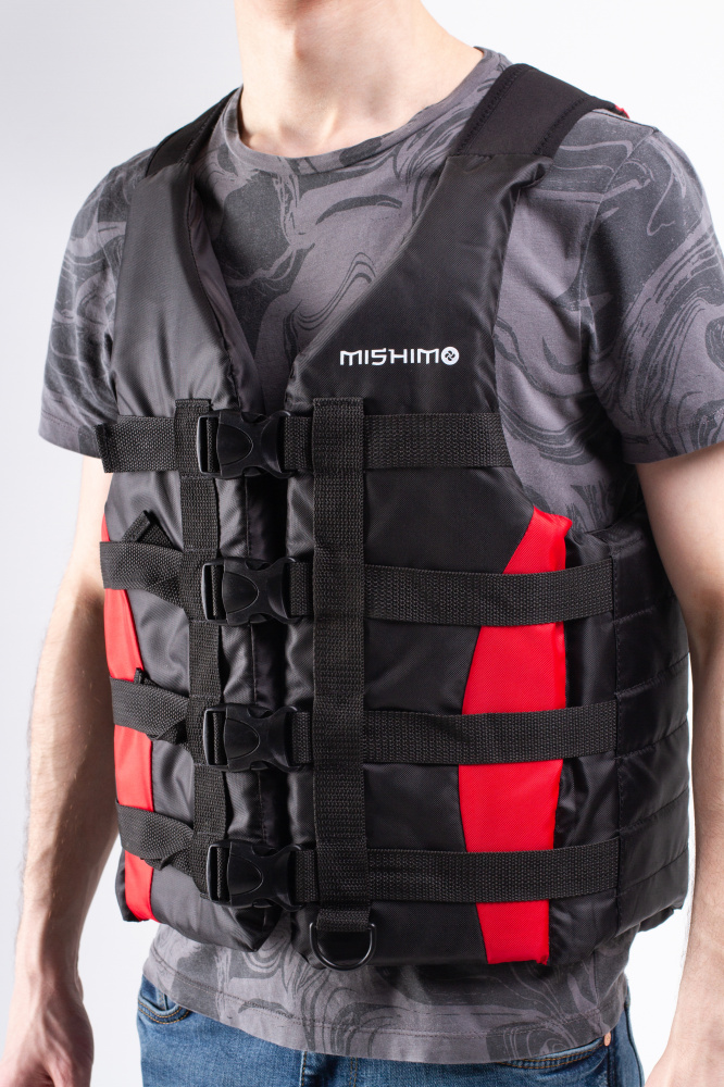 Жилет спасательный MISHIMO PRO Премиум качества Черно-красный в Москве