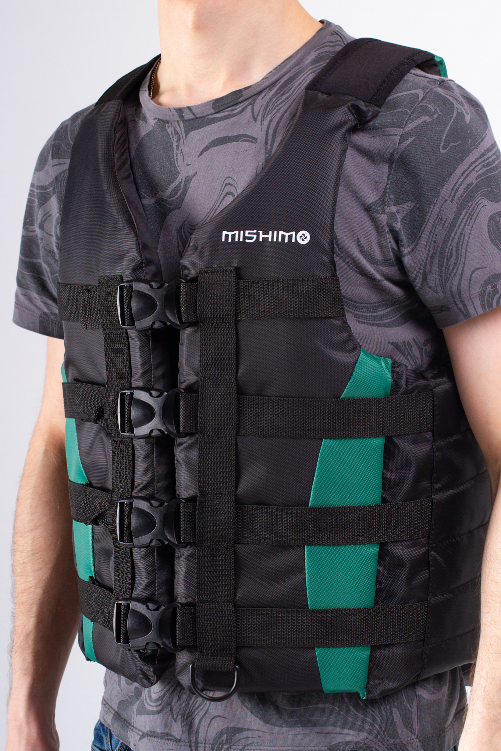 Жилет спасательный MISHIMO PRO Премиум качества Черно-зеленый в Москве