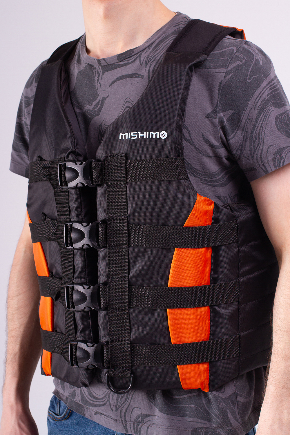 Жилет спасательный MISHIMO PRO Премиум качества Черно-оранжевый в Москве