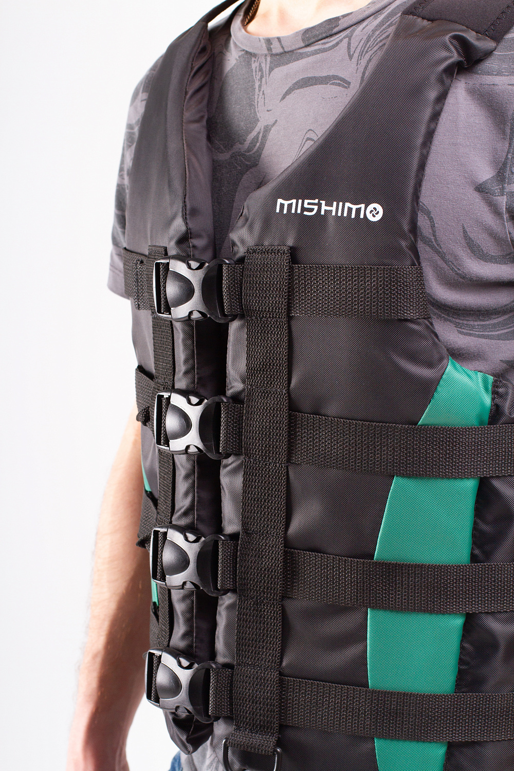 Жилет спасательный MISHIMO PRO Премиум качества Черно-зеленый в Москве